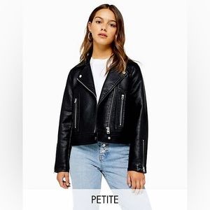 Topshop Petite Vegan Leather Jacket Size 4